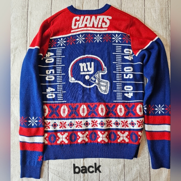 NFL Team Apparel •Size Medium• New York Giants Ugly Sweater Fair Isle Soft Cozy - Picture 2 of 6